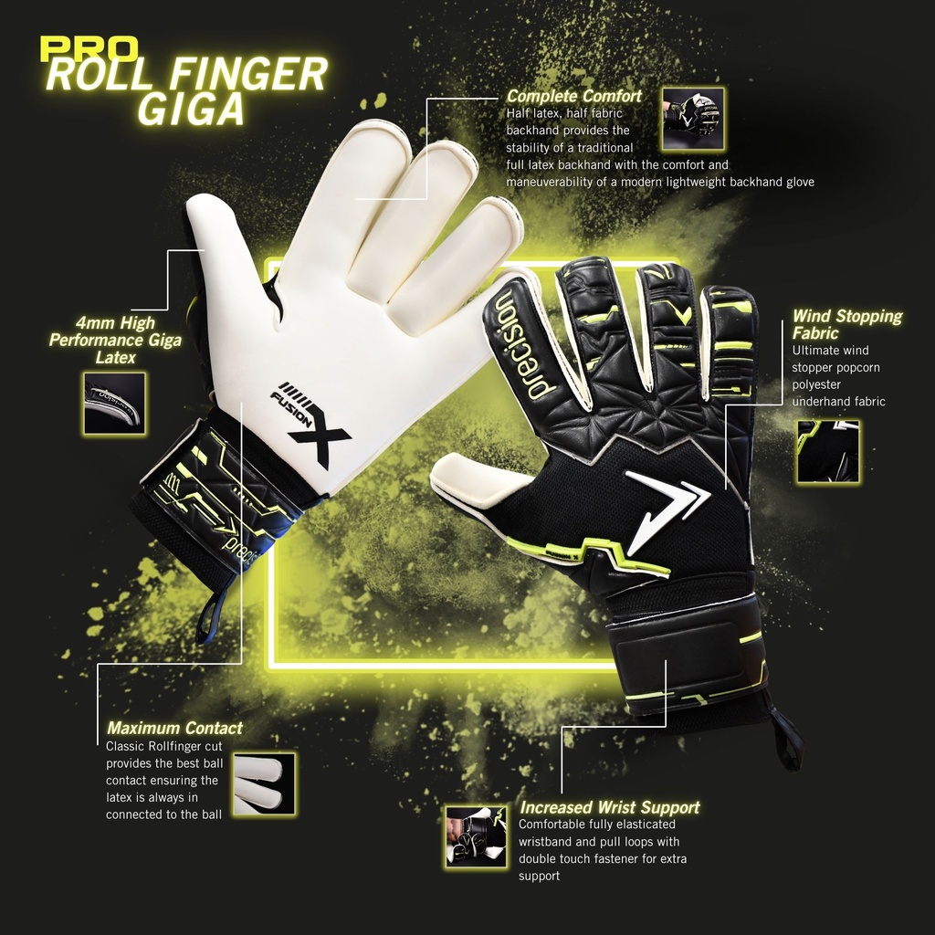 Precision Junior Fusion X Pro Roll Finger Giga GK Gloves