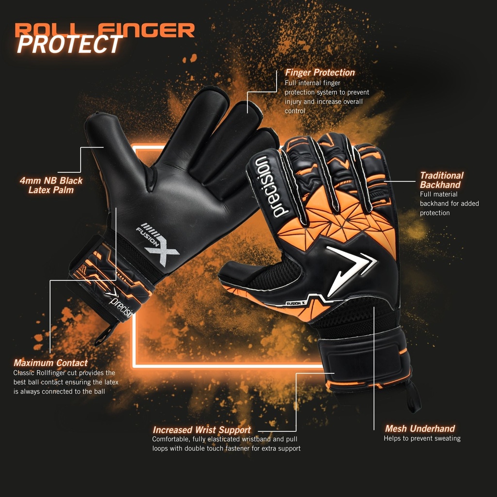 Precision Junior Fusion X Roll Finger Protect GK Gloves